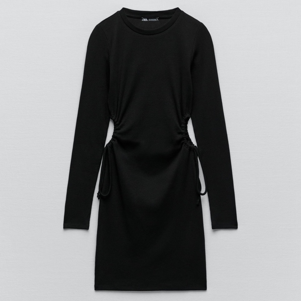 Zara black cutout ribbed mini dress